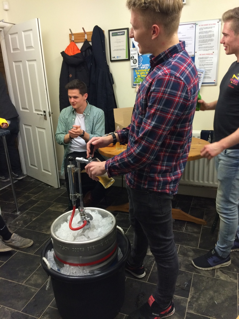 A Sheffield Student keg party... Celebrating end of exams with 88 pints or Coors light.