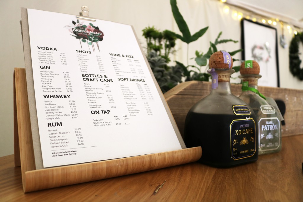 mobile bar hire menu